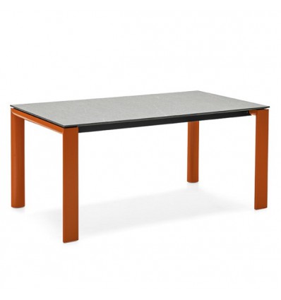 Tavolo Dorian Metal CB/4815-R130 Connubia - Struttura Zafferano opaco e Piaiano in ceramica Stone