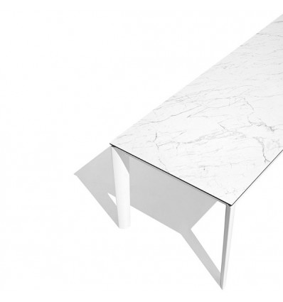 Tavolo Lord Metal CB/4832-R Connubia - Struttura bianco ottico opaco e piano in ceramica Marmo Bianco Alpi