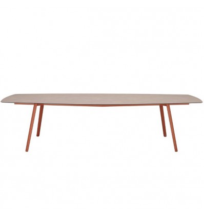 Tavolo Esagonale Squid Scab Design - Struttura Terracotta e Piano Spatolato Tortora