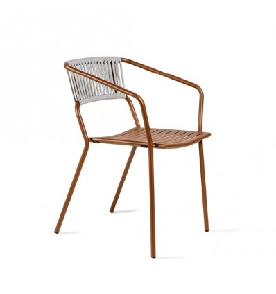 Sedia con braccioli Slot Vermobil - Struttura Corten e Corda Fango