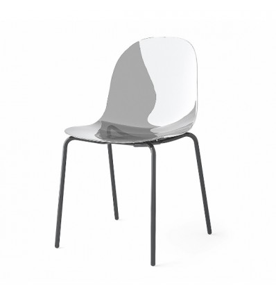 Sedia Academy CB/2170 Connubia - Struttura Nero e Seduta Grigio Fumè Trasparente