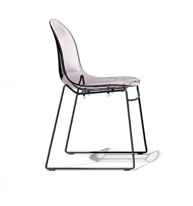 Sedia Academy CB/2172 Connubia - Struttura Nero opaco e Seduta Grigio Fumè Trasparente