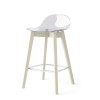Sgabello Academy CB/2165 Connubia - Altezza 65 cm , Struttura Faggio Sbiancato e Seduta Trasparente