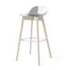 Sgabello Academy CB/2165 Connubia - Altezza 81 cm , Struttura Faggio Sbiancato e Seduta Grigio Fumè Trasparente