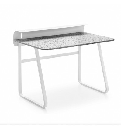 Scrivania Foldy CB/4844 Connubia - Struttura Bianco ottico opaco e Piano in Eco Stone Sale e pepe