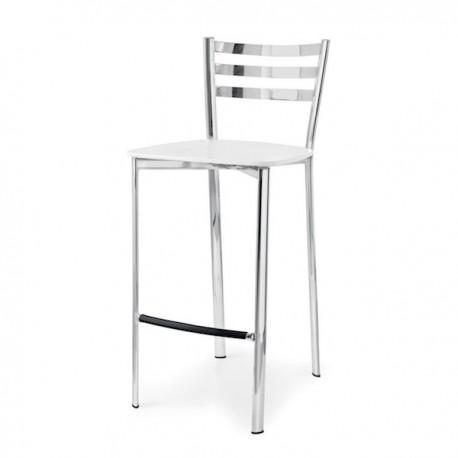SGABELLO ACE CB/1329 - Struttura in metallo Cromato P77, sedile in legno Laccato Bianco Ottico Opaco P94