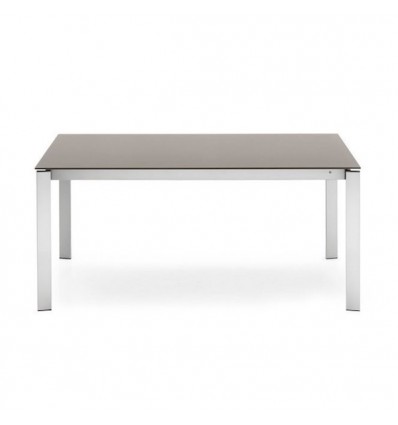 Tavolo Eminence CB/4724 Connubia Outlet - Struttura in metallo Acciaio Satinato P95 e piano in vetro Tortora Serigrafato GTA.
