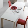 Tavolo Moving CS/4075 Calligaris Outlet - Gambe in  Natural P27, struttura in Bianco Opaco P94 e piano in vetro Extraxchiaro GXW