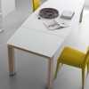 Tavolo Moving CS/4075 Calligaris Outlet - Gambe in  Natural P27, struttura in Bianco Opaco P94 e piano in vetro Extraxchiaro GXW