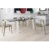 Tavolo Levante CS/4091 Calligaris Outlet - Gambe in Bianco Opaco P94, Trave in Nocciola e piano in Vetro Trasparente GTR.