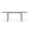 Tavolo Levante CS/4091 Calligaris Outlet - Gambe Faggio Sbiancato P02, Trave in Sky Blue P100 e piano in Vetro Trasparente GTR.