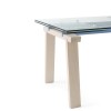 Tavolo Levante CS/4091 Calligaris Outlet - Gambe Faggio Sbiancato P02, Trave in Sky Blue P100 e piano in Vetro Trasparente GTR.