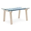 Tavolo Levante CS/4091 Calligaris Outlet - Gambe Faggio Sbiancato P02, Trave in Sky Blue P100 e piano in Vetro Trasparente GTR.