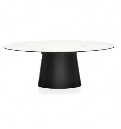 Tavolo Ellisse CB/4858-FE Connubia - Struttura Nero opaco P15 e piano in ceramica Marmo Bianco Alpi P17C