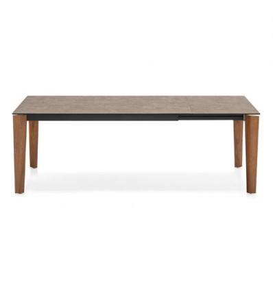 Tavolo Band CB/4857-R Connubia - Gambe Noce P201 e piano in ceramica Nocciola P166 