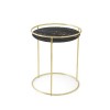 Tavolino Atollo CS/5098-P Calligaris Outlet - Struttura in Ottone Lucido P175 e ripiano in Marmo Nero P3C.
