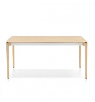 Tavolo Nordic CS/4133 Calligaris Outlet - Gambe e Piano in Frassino Naturale P39L, longheroni in Bianco P94.