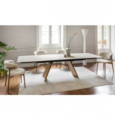 Tavolo Icaro CS/4114-R160 Calligaris Outlet - Gambe Noce P201, struttura Nero Opaco P15 e piano Sale 5C