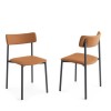 Sedia Up CB/1955 - Struttura in metallo Nero P15, seduta e schienale in similpelle Ekos Cognac G8S.
