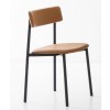 Sedia Up CB/1955 - Struttura in metallo Nero P15, seduta e schienale in similpelle Ekos Cognac G8S.