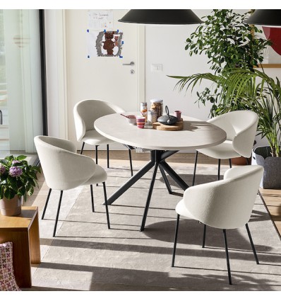 Tavolo Giove CB/4739 - Struttura in metallo Nero opaco P15, piano in ceramica Sale P5C