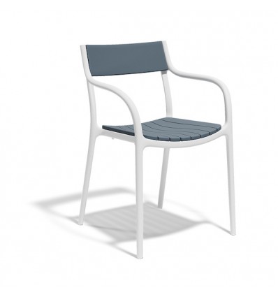 Sedia Madison Slats Vondom - Colore della struttura Bianco, seduta e schienale Oceano.