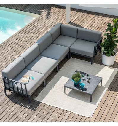 Divano Engels Gaber - Kit 5 Posti, Struttura Antracite e rivestimento in Antracite T5-1.