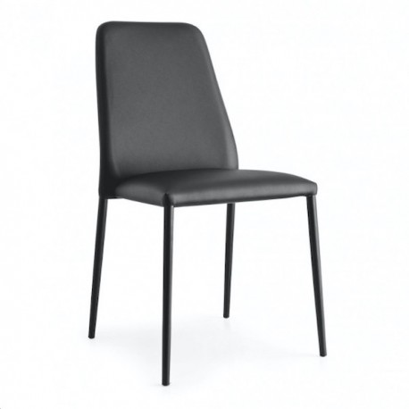 SEDIA CLUB CB/1462 - SK - Struttura in metallo Nero Opaco P15, Imbottiti  rivestiti in similpelle Skuba Nero S93