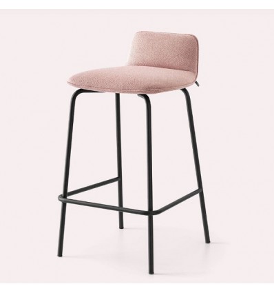 Sgabello Riley Soft CB/2110-A Connubia - Struttura Nera e Seduta Rosa