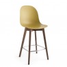 SGABELLO ACADEMY W CB/1672 - Gambe in legno di faggio Noce P201 e seduta in polipropilene Senape Opaco P973.