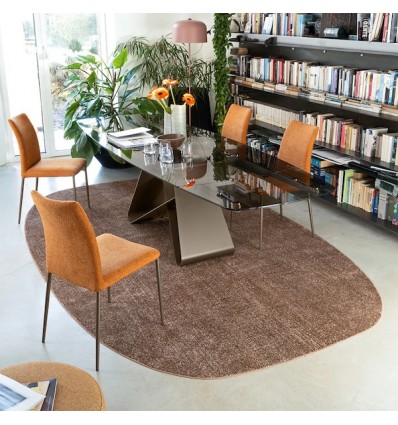 Tavolo Gemini CB/4873-GS - Struttura in Lava Opaco P38M, piano in vetro Bronzo Trasparente GTB.
