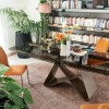 Tavolo Gemini CB/4873-GS - Struttura in Lava Opaco P38M, piano in vetro Bronzo Trasparente GTB.
