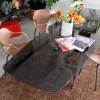 Tavolo Orion CB/4865-SG Connubia - Gambe in metallo Nero Opaco P15, piano in vetro Grigio Fume GTG.