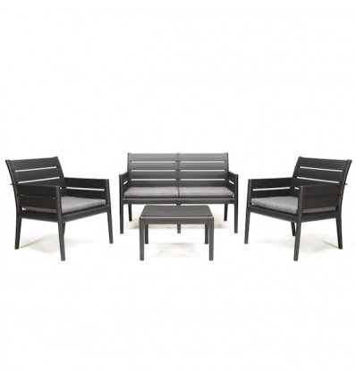 Set Panka 4 Posti Grandsoleil - Colore Antracite con cuscino Grigio.