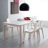 TAVOLO ALLUNGABILE EMINENCE CB/4724-W130 - Gambe in Faggio Sbiancato P02 e piano in nobilitato Bianco Ottico P94. Sedia Led.