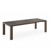 TAVOLO ALLUNGABILE SIGMA GLASS CB/4069-LV - Gambe in legno impiallacciato Smoke P12 e piano in ceramica Piombo P321 (Aperto).