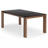 TAVOLO ALLUNGABILE SIGMA GLASS CB/4069-LV - Gambe in legno impiallacciato Noce P201 e piano in vetro serigrafato Nero GB.