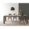 TAVOLO ALLUNGABILE SIGMA GLASS CB/4069-LV - Gambe in legno impiallacciato Wenge' P128 e piano in vetro tortora GTA. Sedia Gamera