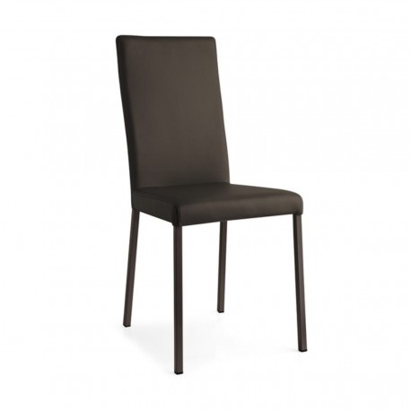 SEDIA GARDA CB/1525 - Gambe in metallo colore Caffè Opaco P159, seduta e schienale Similpelle Moka G8J