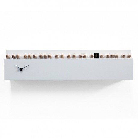 OROLOGIO DA PARETE O DA TAVOLO FATTI + IN LA' 2100 - In legno color Bianco. Dettaglio cucù.