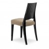 SEDIA GLENDA 2360 - In policarbonato nel colore Nero Pieno 380. Cuscino in vellutino color Cammello 01.