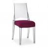 SEDIA GLENDA 2360 - In policarbonato nella finitura Trasparente 100. Cuscino in vellutino nel colore Magenta 03.