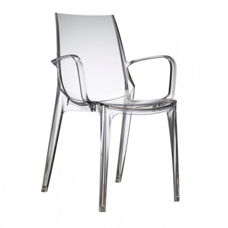 SEDIA CON BRACCIOLI VANITY 2654 - Struttura interamente in policarbonato nella finitura Trasparente 100.