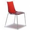 SEDIA ZEBRA ANTISHOCK 2273 - Gambe in metallo finitura Ottone Satinato OS, e seduta in Rosso Trasparente 140.