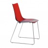 SEDIA ZEBRA ANTISHOCK 2274 - Gambe in metallo Cromato, seduta in policarbonato Rosso Trasparente 140.