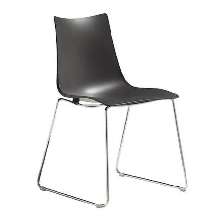 SEDIA ZEBRA TECNOPOLIMERO A SLITTA 2618 - Gambe in metallo Cromato e seduta in tecnopolimero Antracite 81.