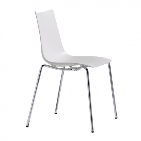 SEDIA ZEBRA TECNOPOLIMERO 2616 -  Gambe in metallo Cromato e seduta in tecnopolimero Bianco Lino 11.