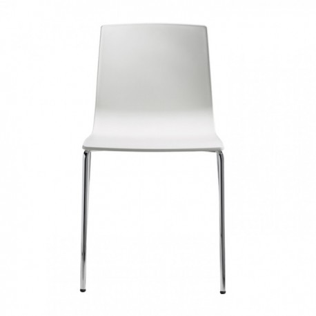 SEDIA ALICE 2675 - Gambe in metallo Cromato CR e seduta in tecnopolimnero Bianco Lino 11.