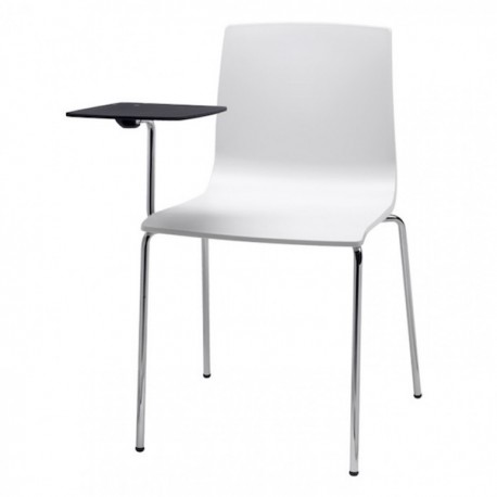SEDIA ALICE CON TAVOLETTA SCRITTOIO 2678 - Struttura in metallo con seduta in tecnopolimero Bianco Lino 11. Scrittoio nero.