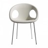 POLTRONCINA DROP 4 GAMBE - Struttura in metallo Cromato  e seduta in tecnopolimero Bianco Lino 11.